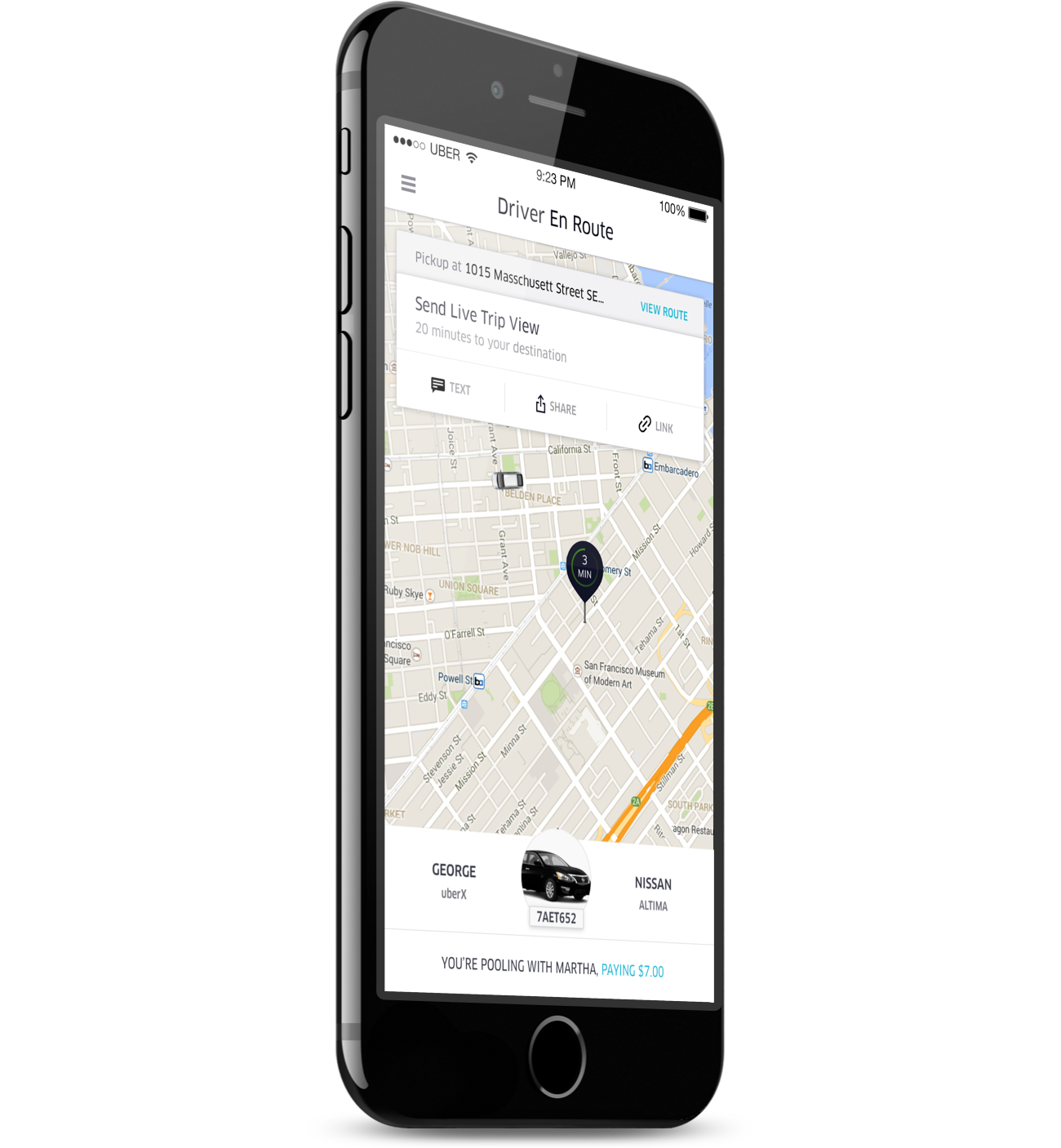 uber trip sharing screen